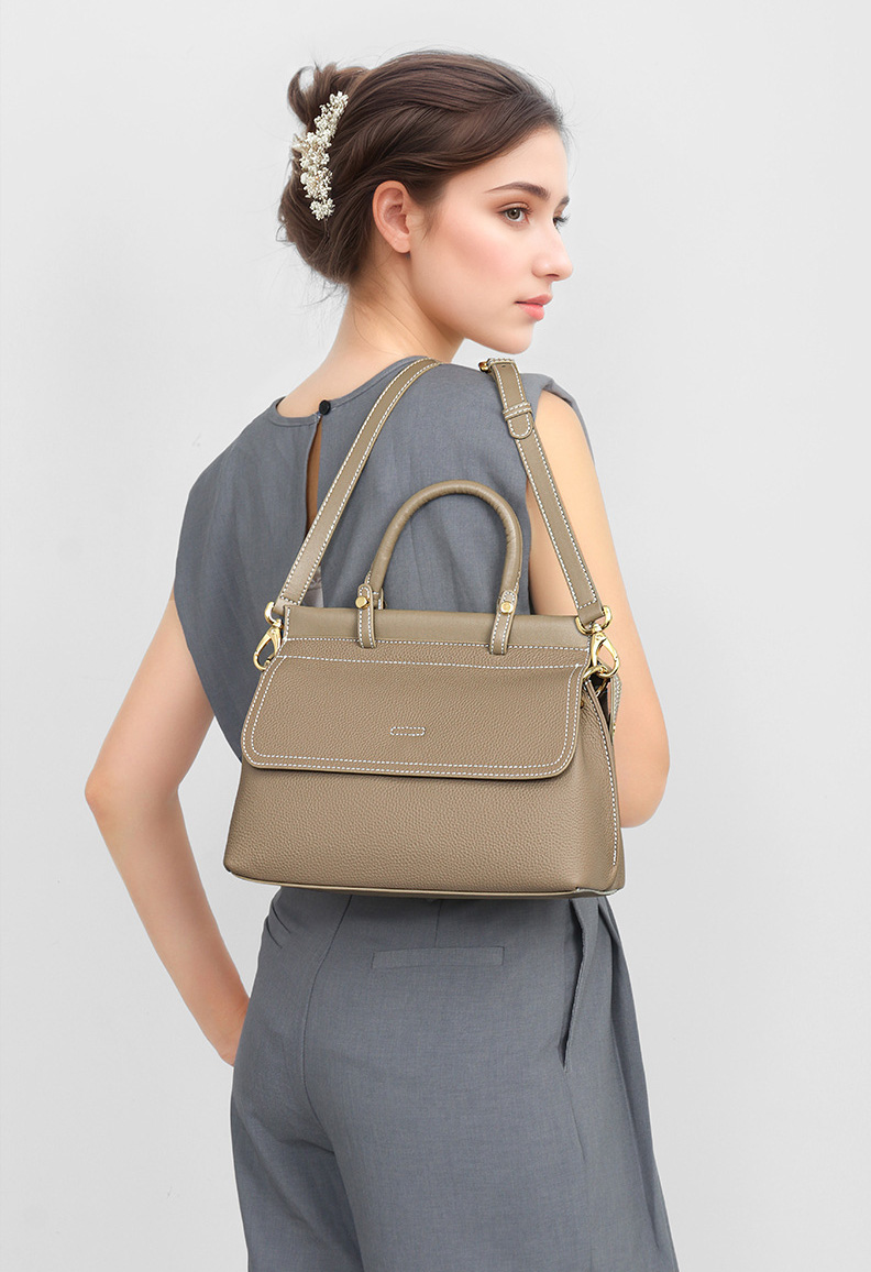 DEEPKEE original nubuck handmade full-grain genuine leather cowhide bag 百搭真皮女士手提包 L2404 號
