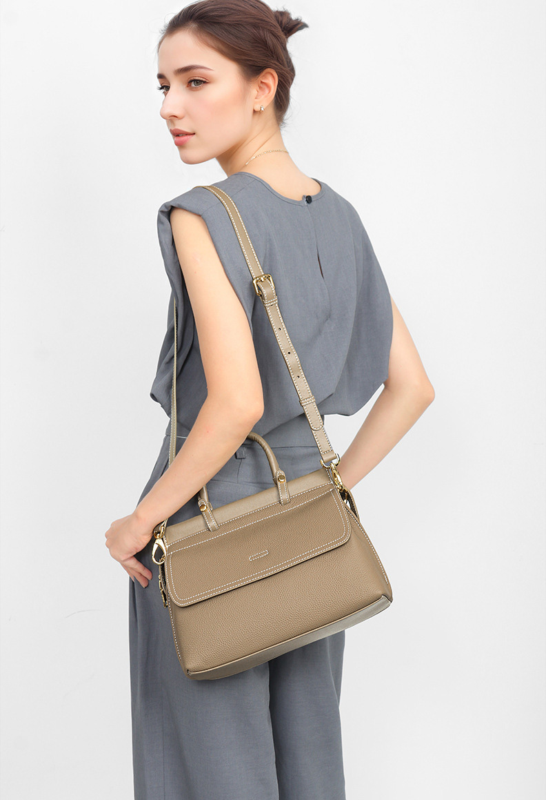 DEEPKEE original nubuck handmade full-grain genuine leather cowhide bag 百搭真皮女士手提包 L2404 號