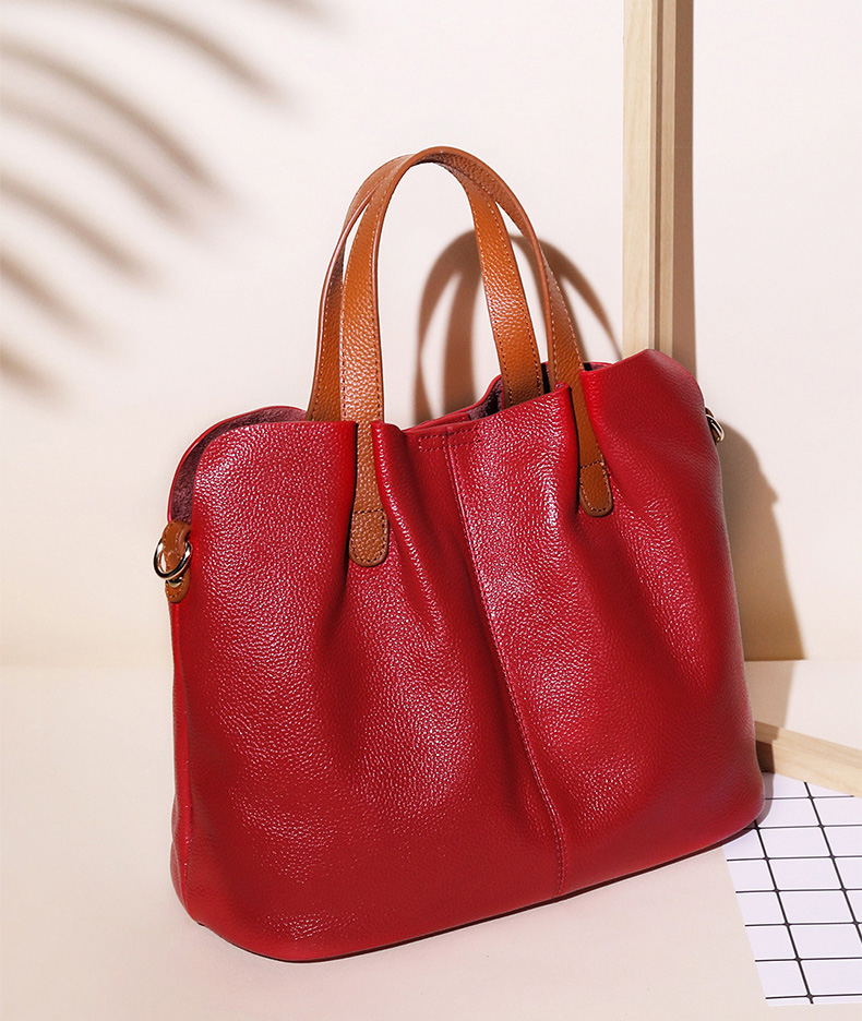 DEEPKEE original nubuck handmade full-grain genuine leather cowhide bag 撞色頭層牛皮女包小眾斜挎手提包包 M156 號