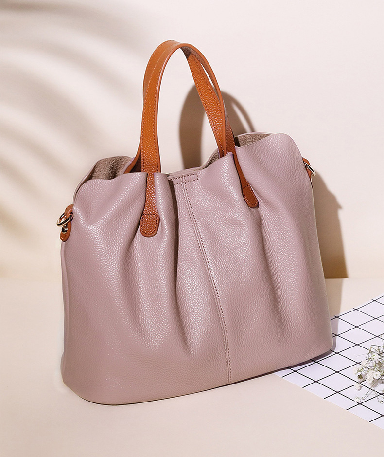 DEEPKEE original nubuck handmade full-grain genuine leather cowhide bag 撞色頭層牛皮女包小眾斜挎手提包包 M156 號