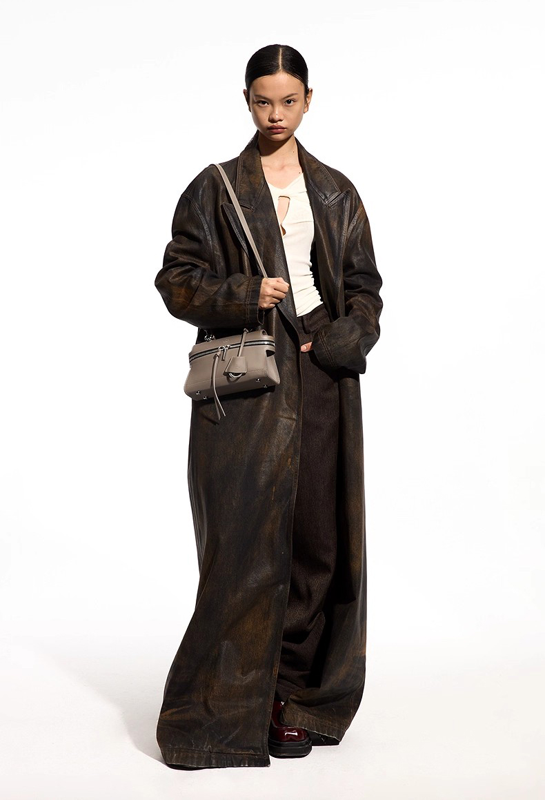 DEEPKEE original nubuck handmade full-grain genuine leather cowhide bag 精緻迷你手提單肩斜挎包 Mini3700 號