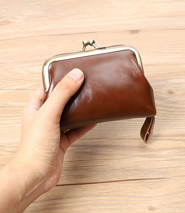 DEEPKEE original nubuck handmade full-grain genuine leather cowhide bag 真皮女士復古零錢包卡包硬幣包頭層牛皮收納包 Q051 號