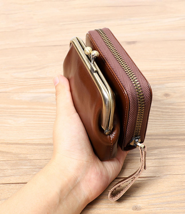 DEEPKEE original nubuck handmade full-grain genuine leather cowhide bag 真皮女士復古零錢包卡包硬幣包頭層牛皮收納包 Q051 號