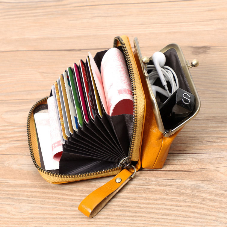 DEEPKEE original nubuck handmade full-grain genuine leather cowhide bag 真皮女士復古零錢包卡包硬幣包頭層牛皮收納包 Q051 號