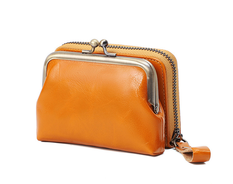 DEEPKEE original nubuck handmade full-grain genuine leather cowhide bag 真皮女士復古零錢包卡包硬幣包頭層牛皮收納包 Q051 號