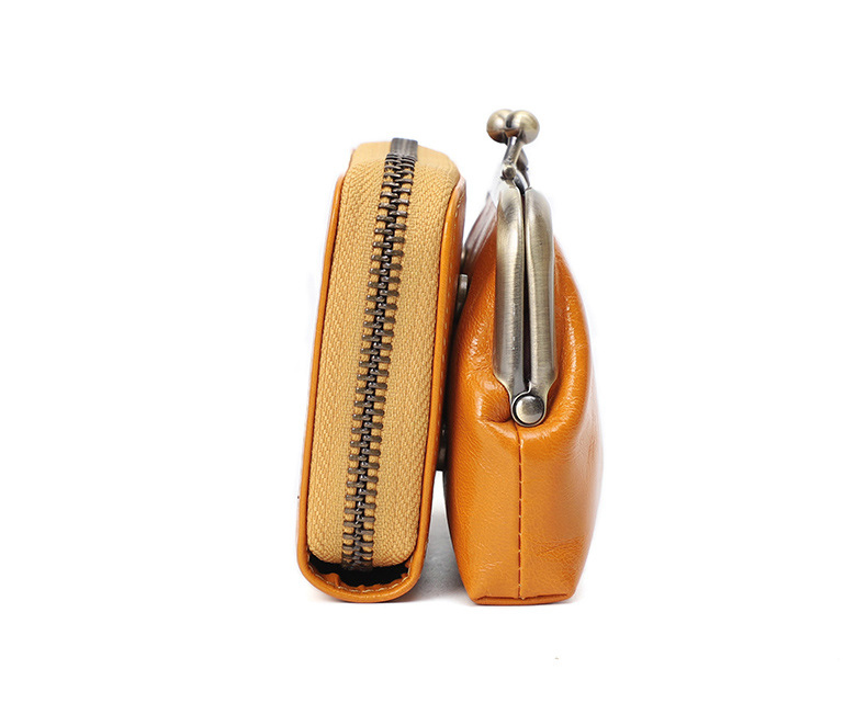 DEEPKEE original nubuck handmade full-grain genuine leather cowhide bag 真皮女士復古零錢包卡包硬幣包頭層牛皮收納包 Q051 號