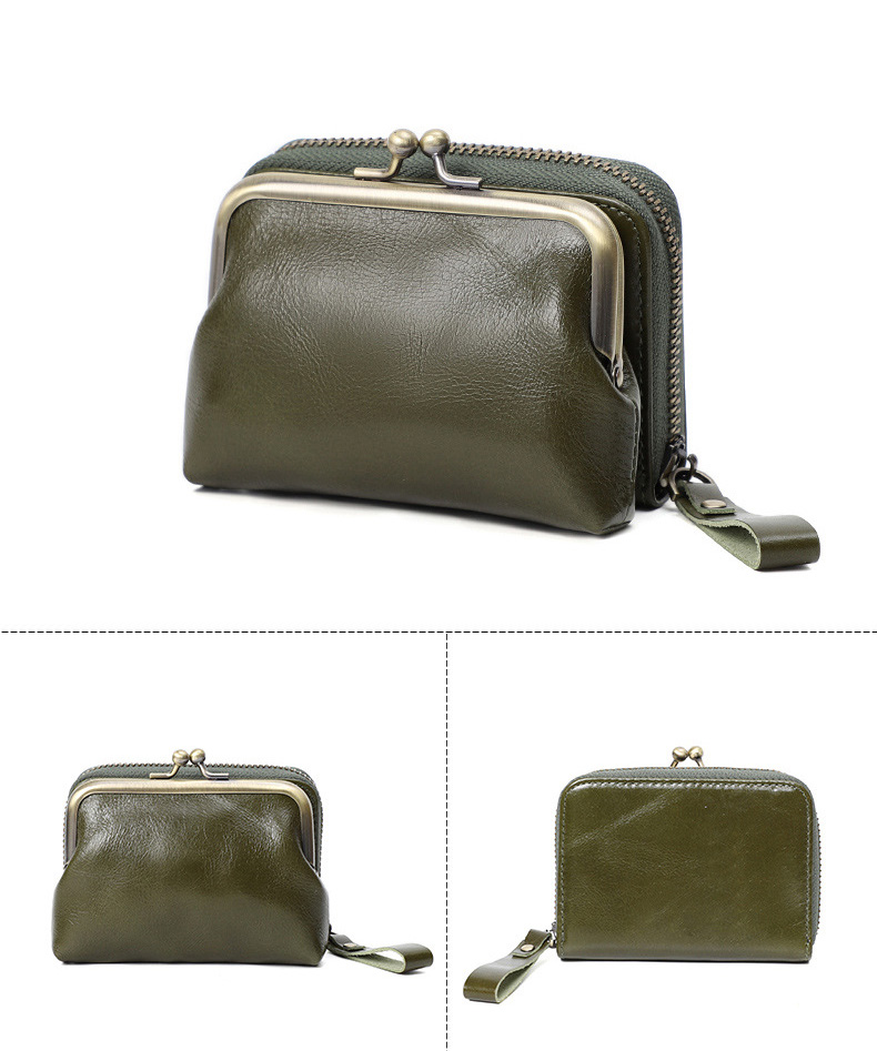 DEEPKEE original nubuck handmade full-grain genuine leather cowhide bag 真皮女士復古零錢包卡包硬幣包頭層牛皮收納包 Q051 號