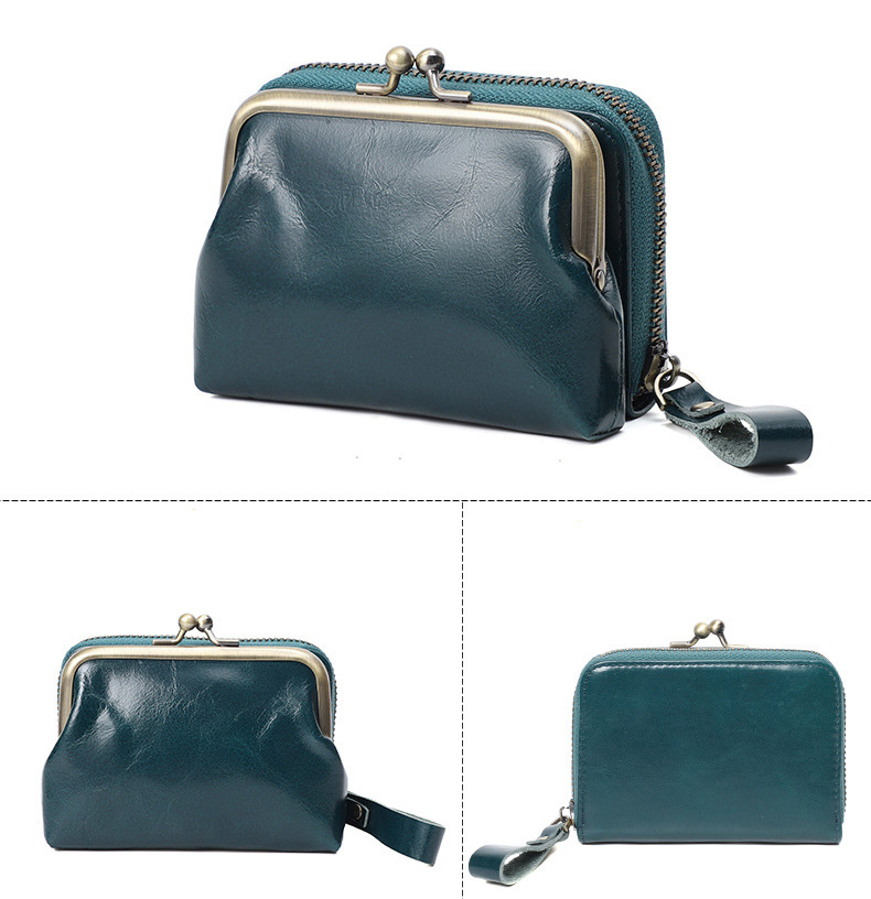 DEEPKEE original nubuck handmade full-grain genuine leather cowhide bag 真皮女士復古零錢包卡包硬幣包頭層牛皮收納包 Q051 號