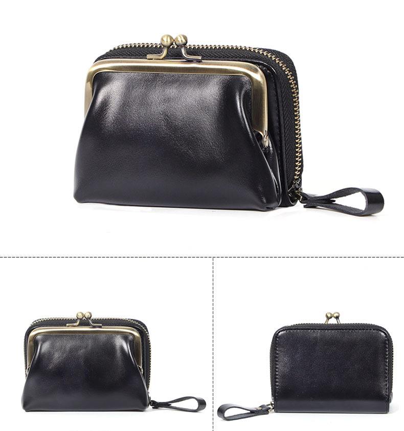 DEEPKEE original nubuck handmade full-grain genuine leather cowhide bag 真皮女士復古零錢包卡包硬幣包頭層牛皮收納包 Q051 號