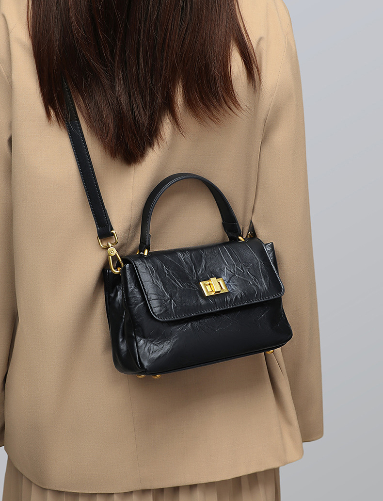 DEEPKEE original nubuck handmade full-grain genuine leather cowhide bag 真皮大容量手提單肩小方包 V90638 號