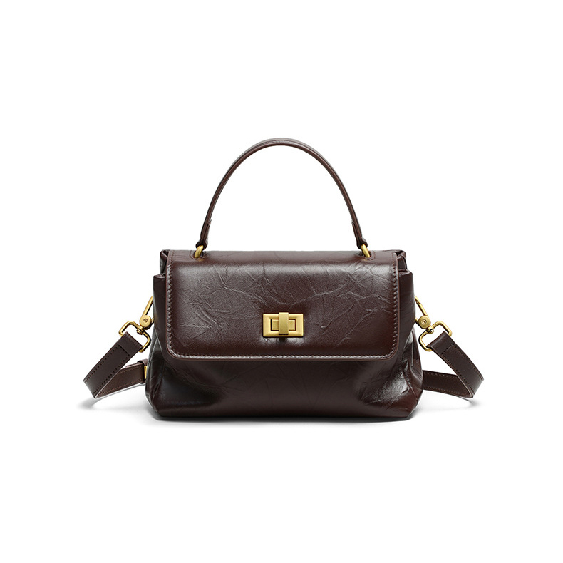 DEEPKEE original nubuck handmade full-grain genuine leather cowhide bag 真皮大容量手提單肩小方包 V90638 號