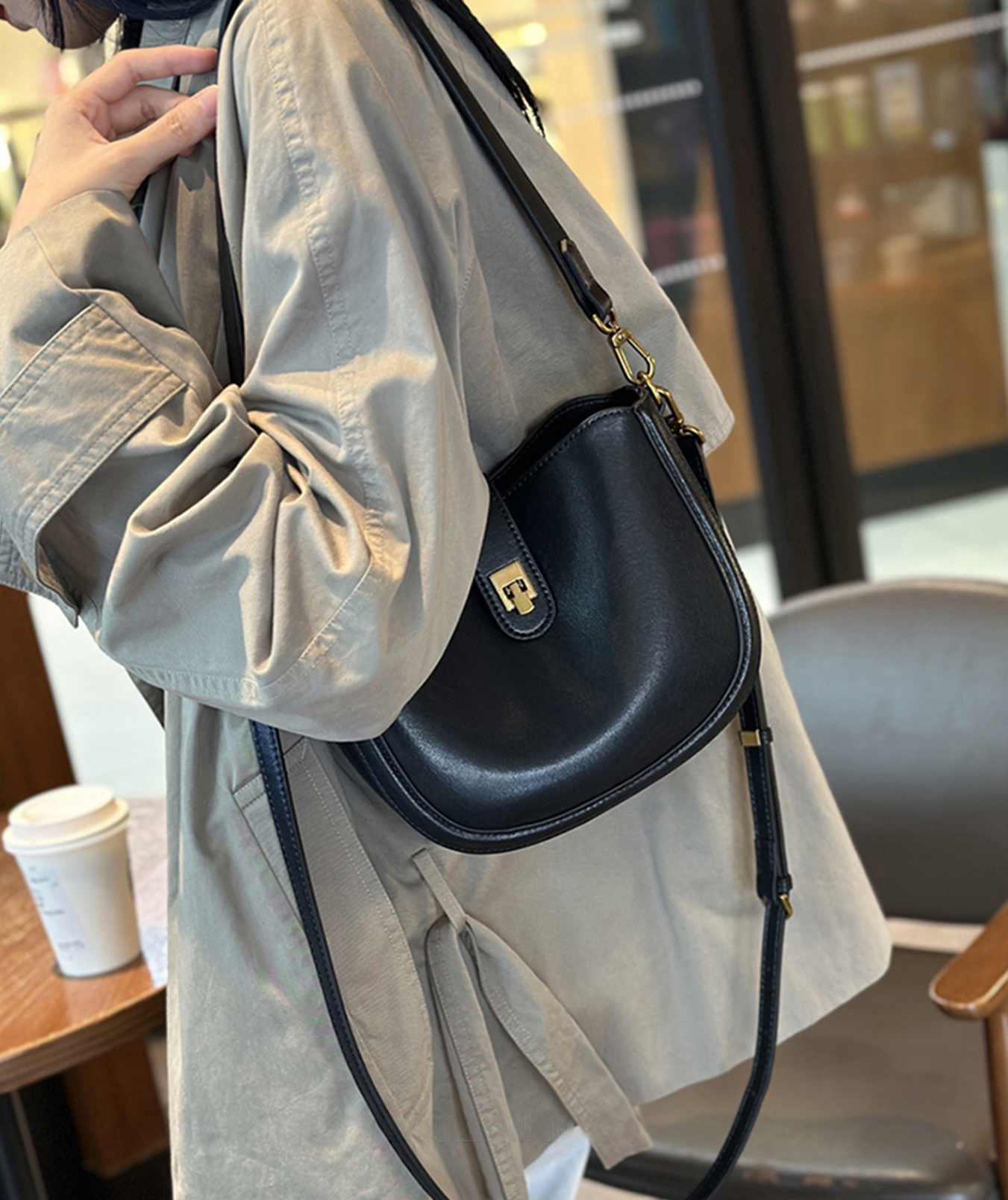 DEEPKEE original nubuck handmade full-grain genuine leather cowhide bag 馬鞍包時尚百搭斜挎包 V92008 號