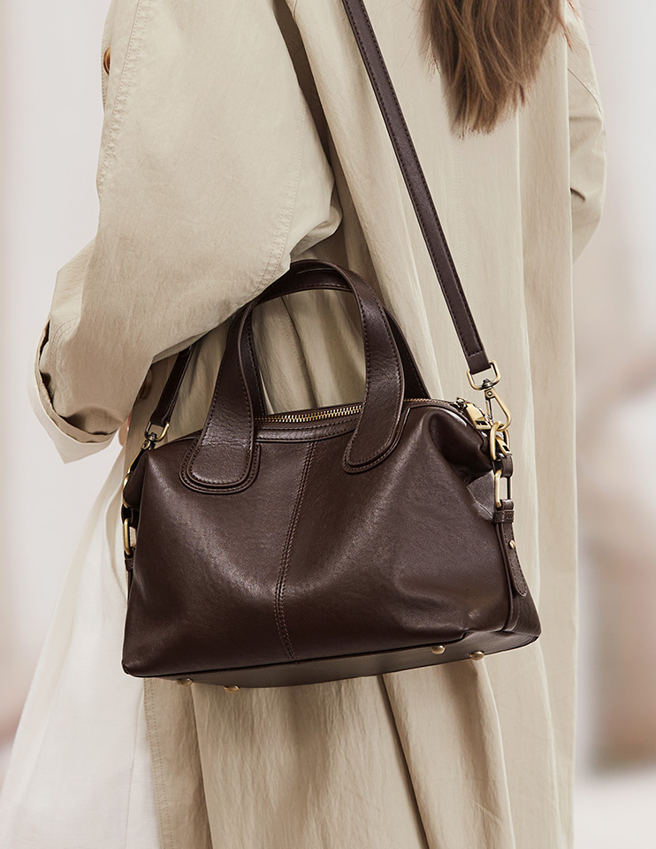 DEEPKEE original nubuck handmade full-grain genuine leather cowhide bag 真皮大容量波士頓包手提包 V92663 號