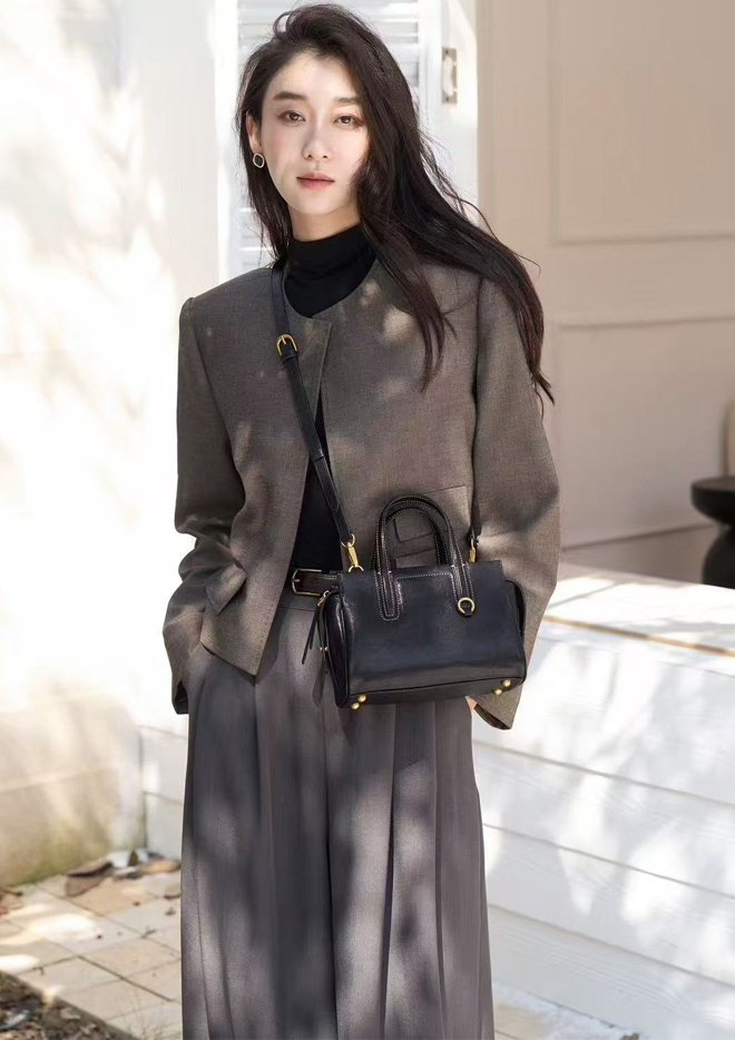 DEEPKEE original nubuck handmade full-grain genuine leather cowhide bag 植鞣革女包新款式 復古高級感 YSI044 號