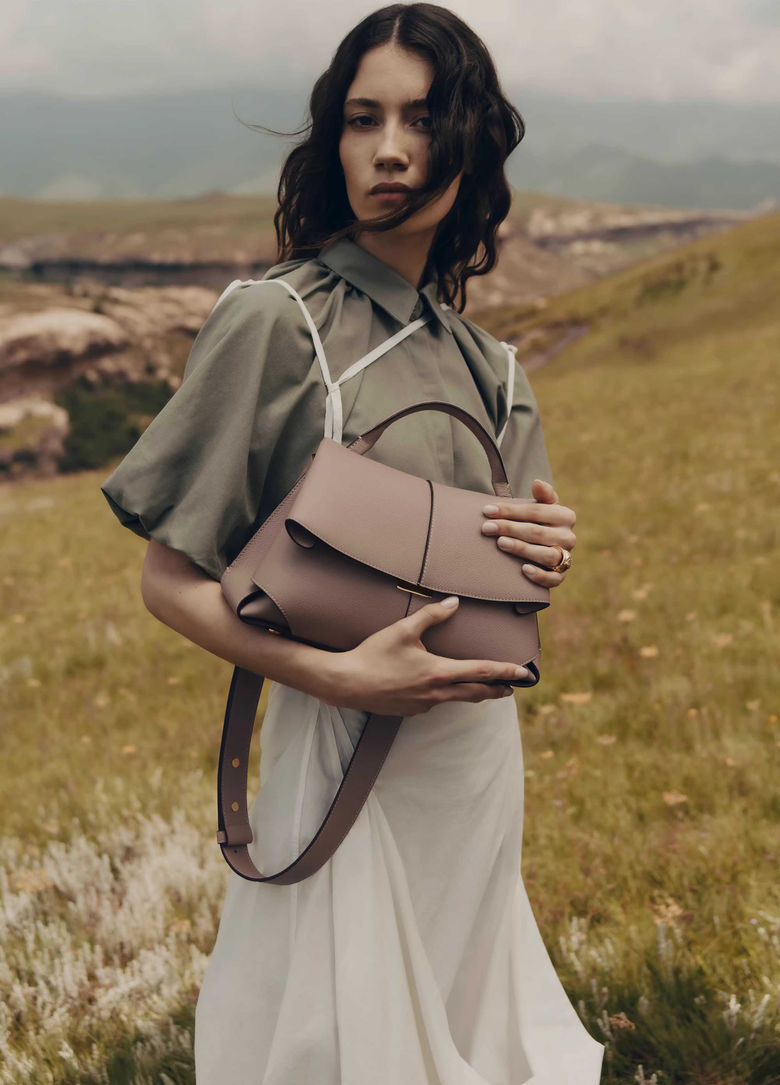 DEEPKEE original nubuck handmade full-grain genuine leather cowhide bag 微笑包法國波靈恩小眾真皮女包 YY-8132 號