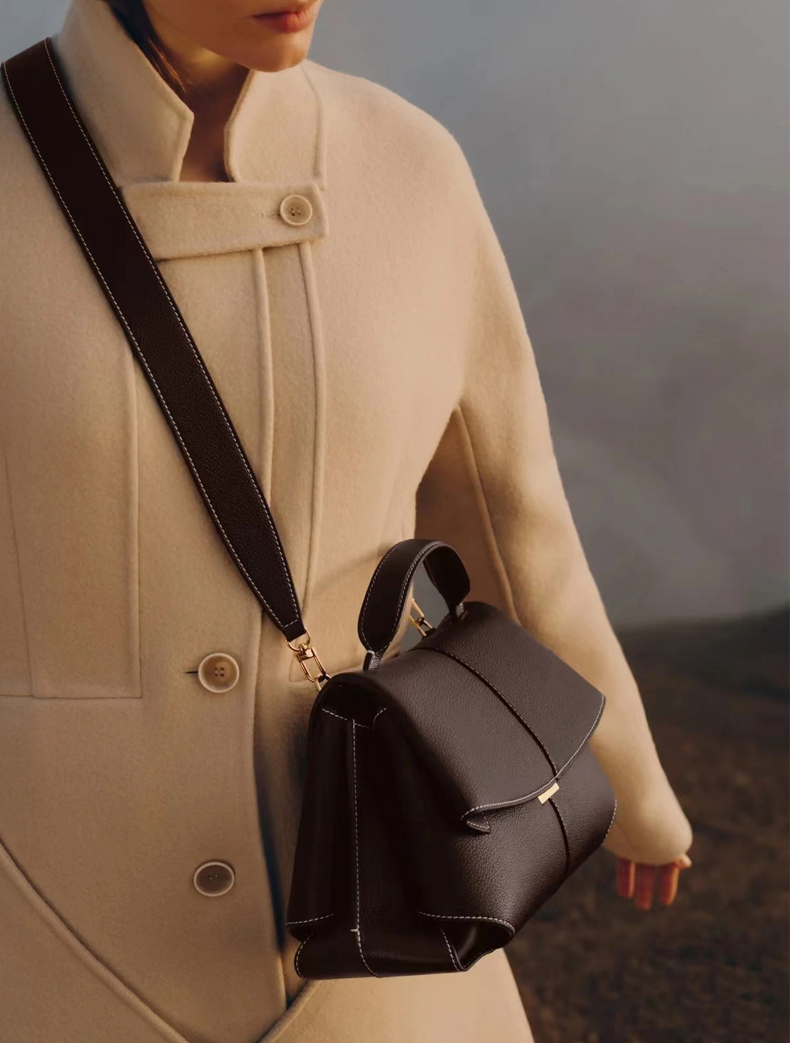 DEEPKEE original nubuck handmade full-grain genuine leather cowhide bag 微笑包法國波靈恩小眾真皮女包 YY-8132 號