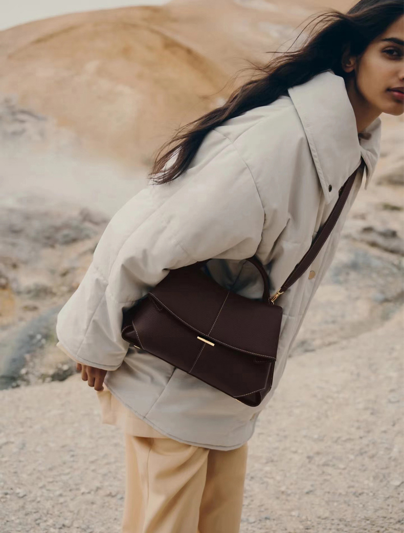 DEEPKEE original nubuck handmade full-grain genuine leather cowhide bag 微笑包法國波靈恩小眾真皮女包 YY-8132 號