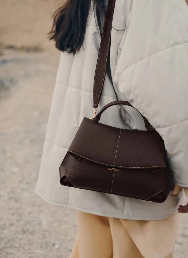 DEEPKEE original nubuck handmade full-grain genuine leather cowhide bag 微笑包法國波靈恩小眾真皮女包 YY-8132 號