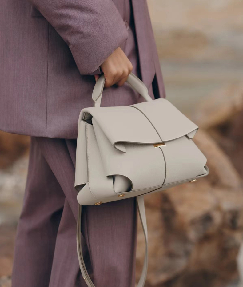 DEEPKEE original nubuck handmade full-grain genuine leather cowhide bag 微笑包法國波靈恩小眾真皮女包 YY-8132 號