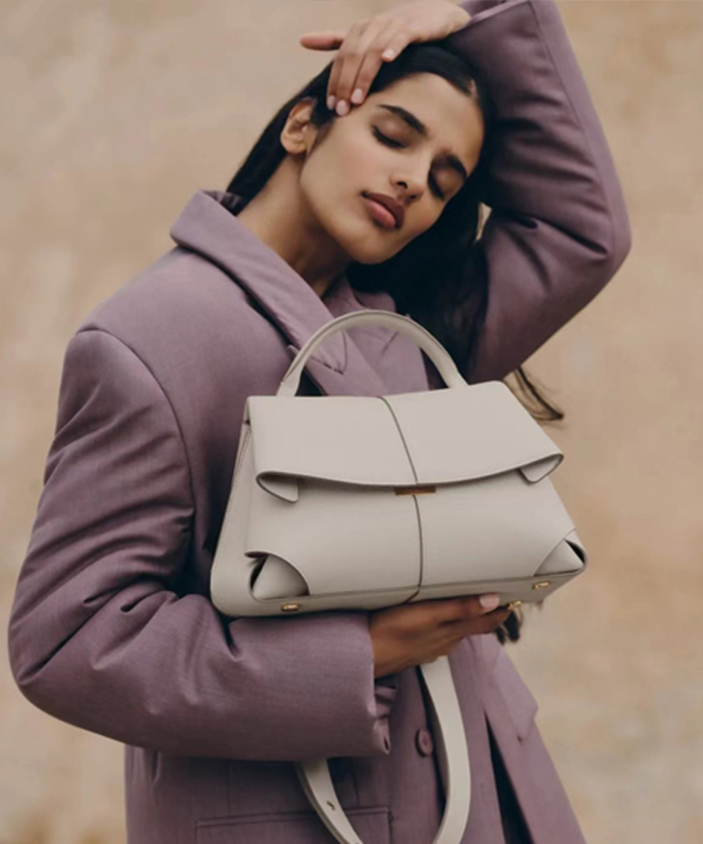 DEEPKEE original nubuck handmade full-grain genuine leather cowhide bag 微笑包法國波靈恩小眾真皮女包 YY-8132 號