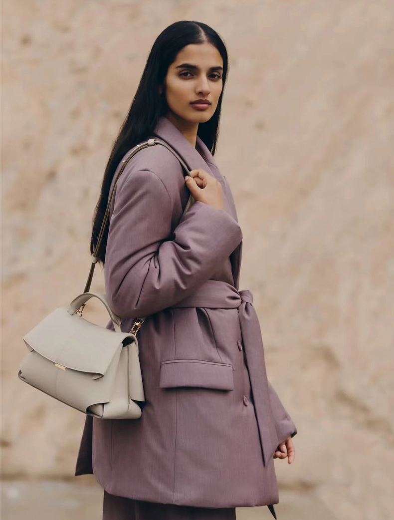 DEEPKEE original nubuck handmade full-grain genuine leather cowhide bag 微笑包法國波靈恩小眾真皮女包 YY-8132 號