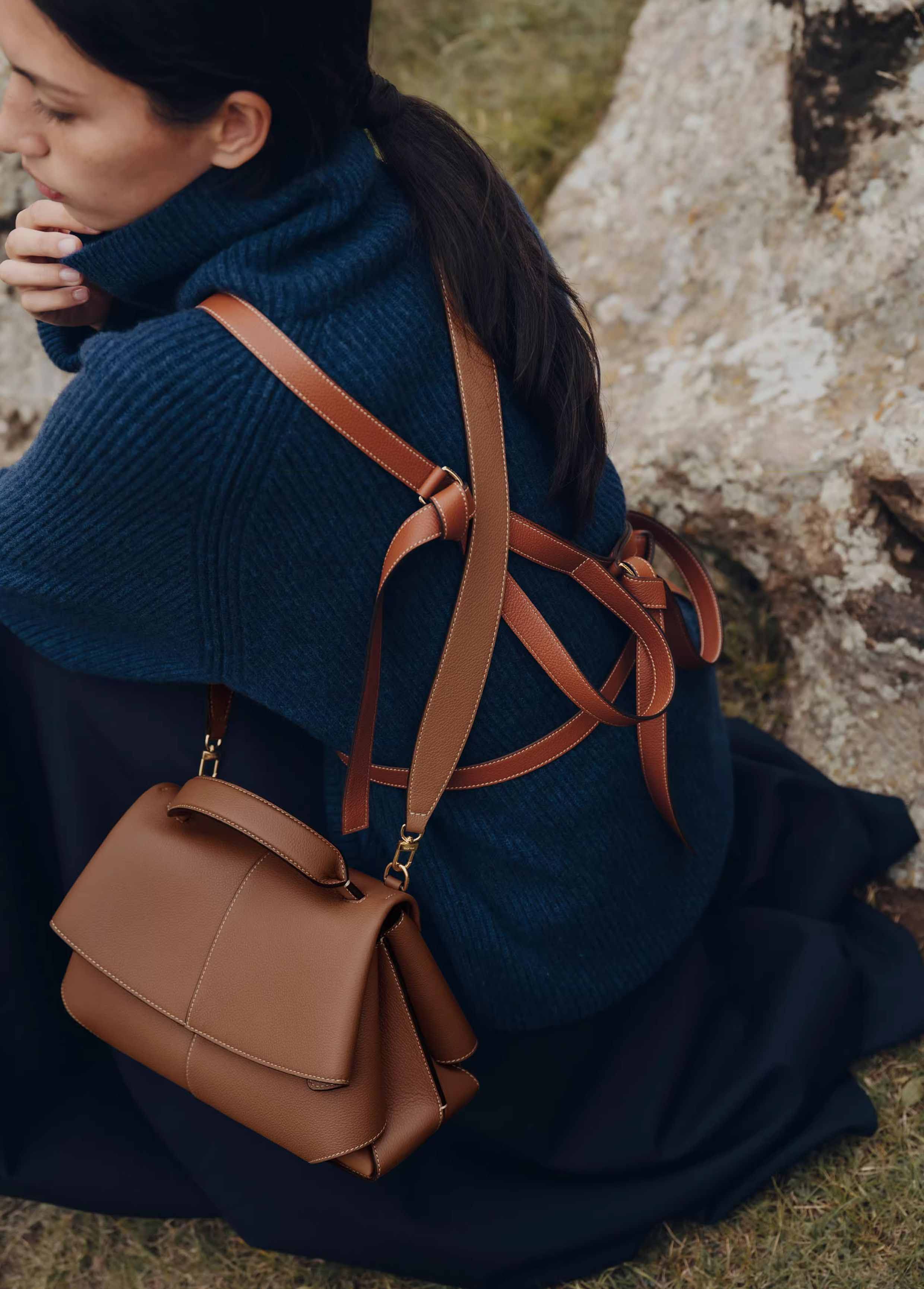 DEEPKEE original nubuck handmade full-grain genuine leather cowhide bag 微笑包法國波靈恩小眾真皮女包 YY-8132 號