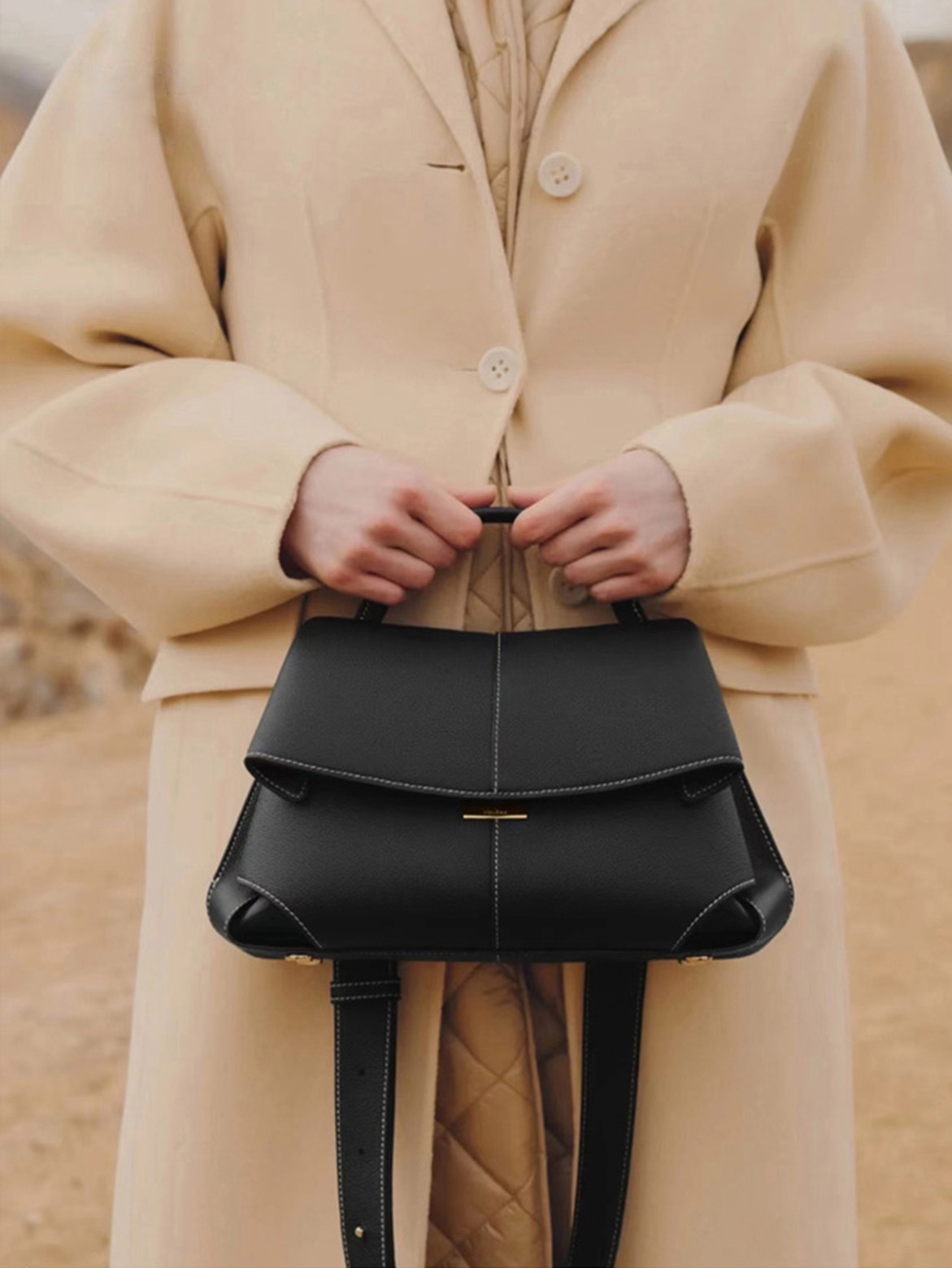 DEEPKEE original nubuck handmade full-grain genuine leather cowhide bag 微笑包法國波靈恩小眾真皮女包 YY-8132 號