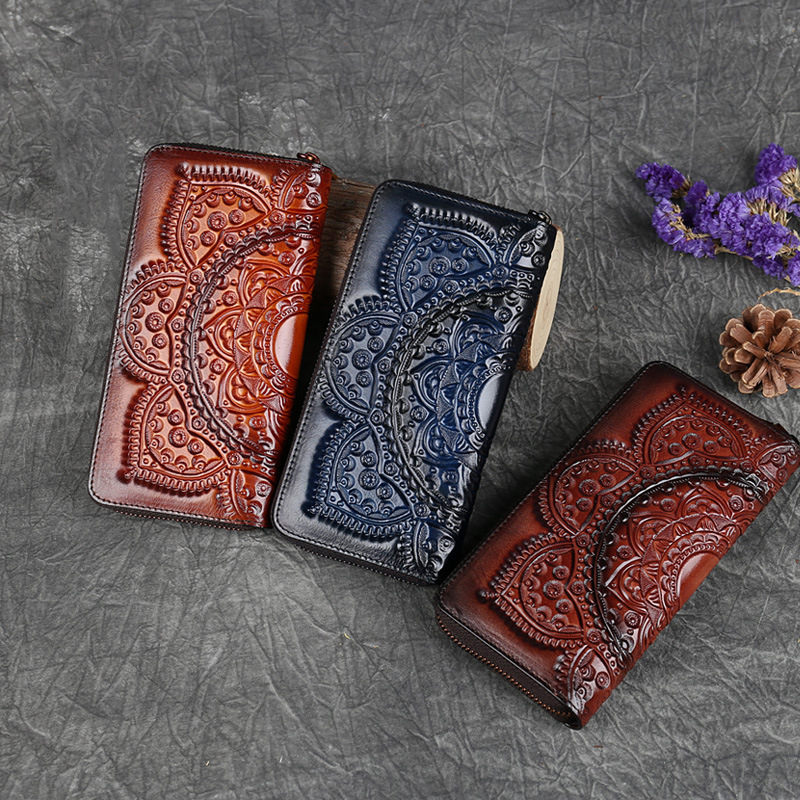 DEEPKEE BAGS 壓花拉鍊手拿皮夾 9632號