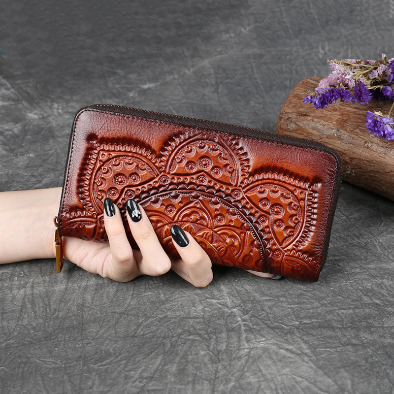 DEEPKEE BAGS 壓花拉鍊手拿皮夾 9632號