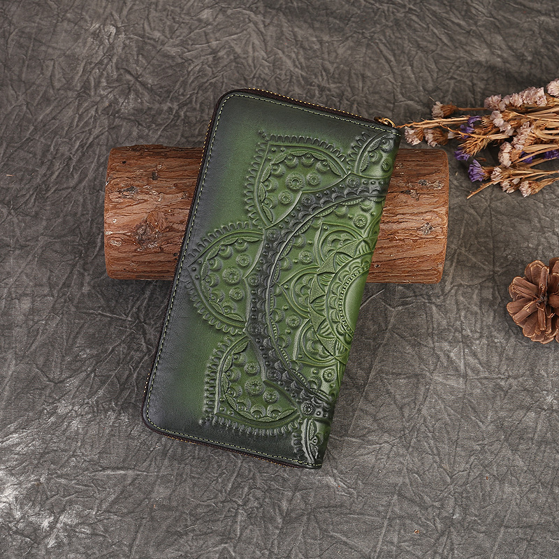 DEEPKEE BAGS 壓花拉鍊手拿皮夾 9632號