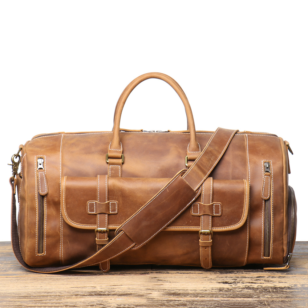 香港狄記手工製作-瘋馬皮行李包1188號