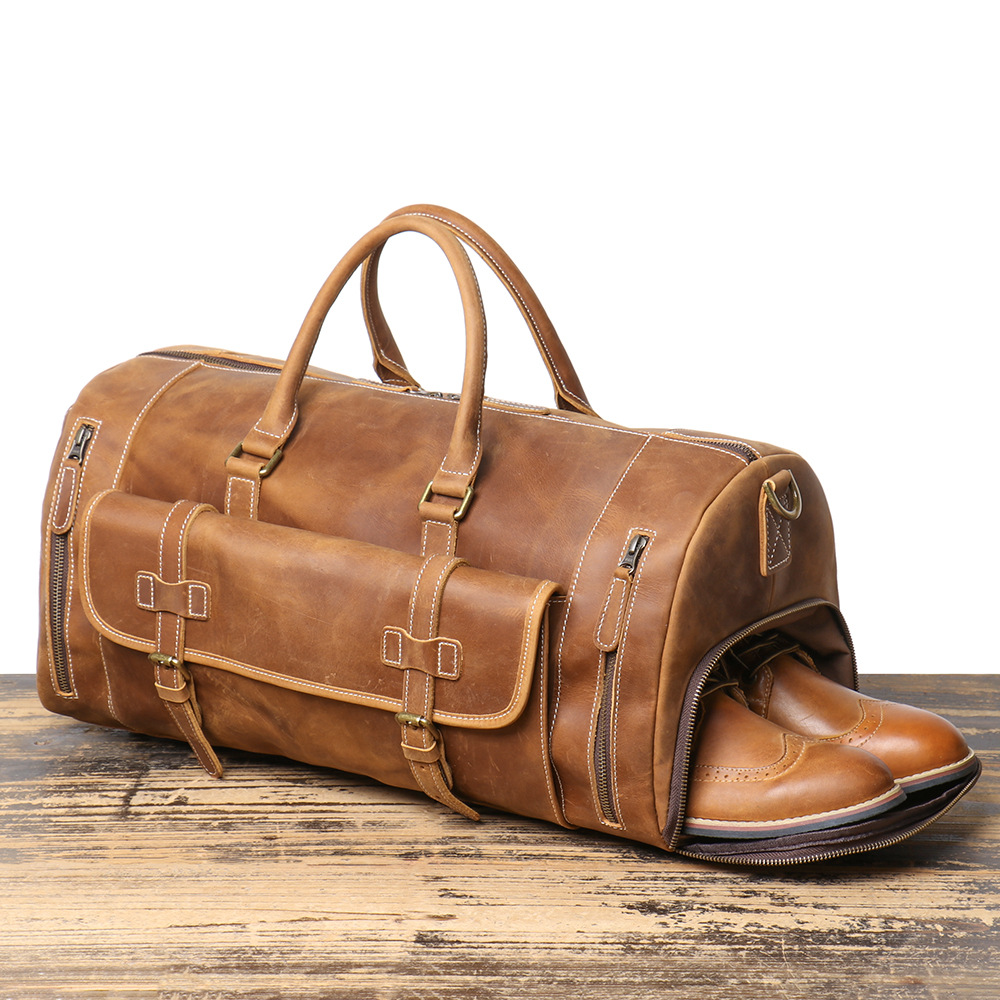 香港狄記手工製作-瘋馬皮行李包1188號