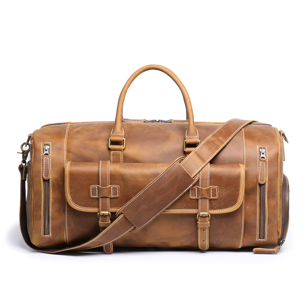 香港狄記手工製作-瘋馬皮行李包1188號