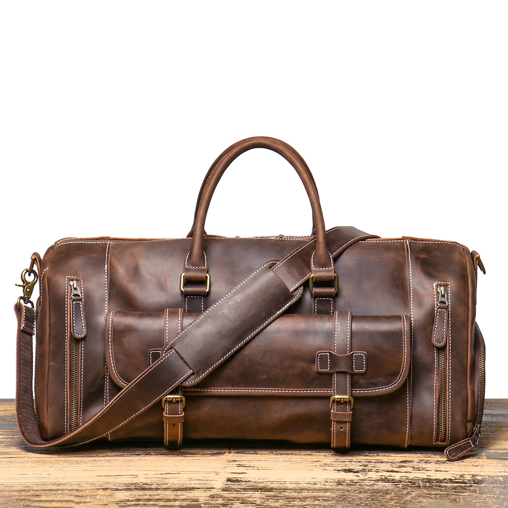 香港狄記手工製作-瘋馬皮行李包1188號