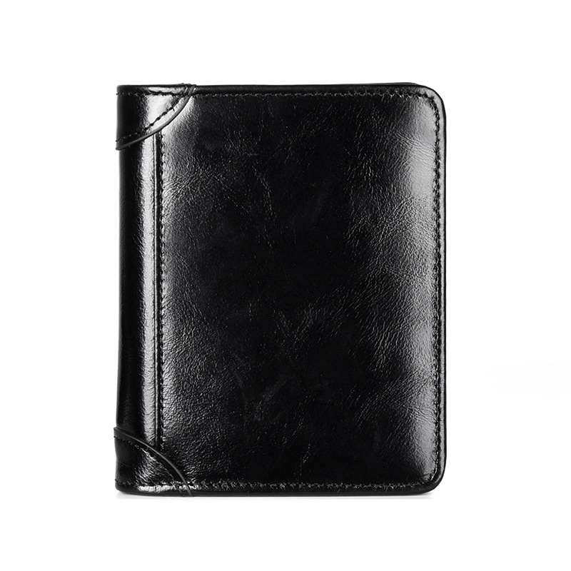 香港狄記手工製作 - 超薄短款 油鞣皮革三折錢包 K8021號