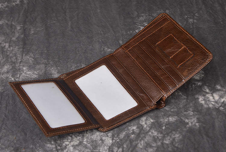 油鞣皮革三折錢包 190號