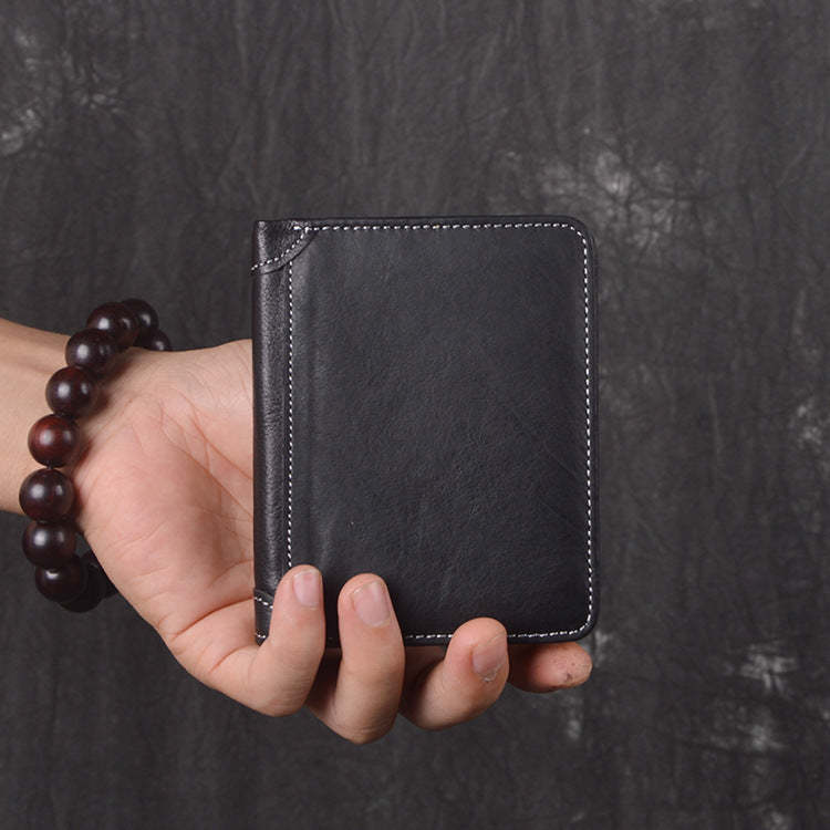 油鞣皮革三折錢包 190號