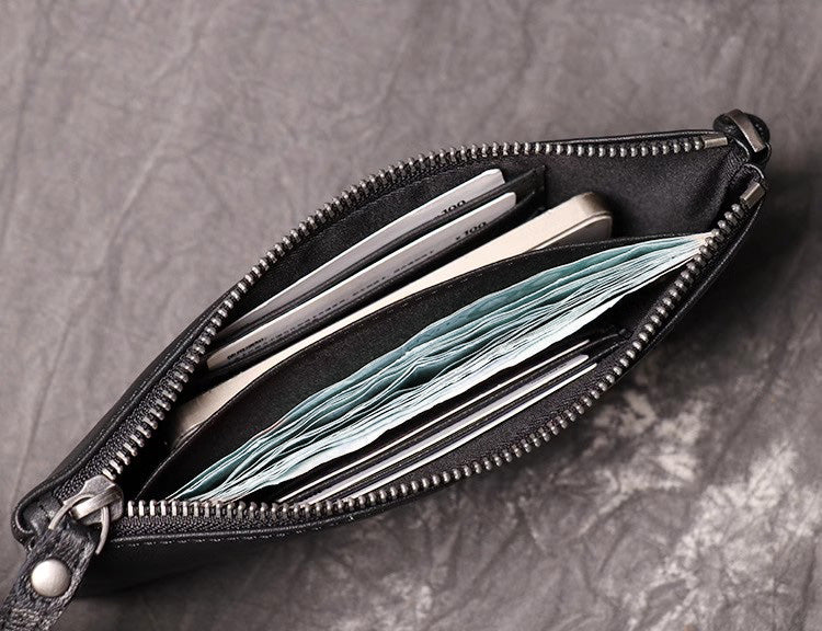 香港狄記手工製作-手工柔軟輕薄皮革長手機皮夾L029號