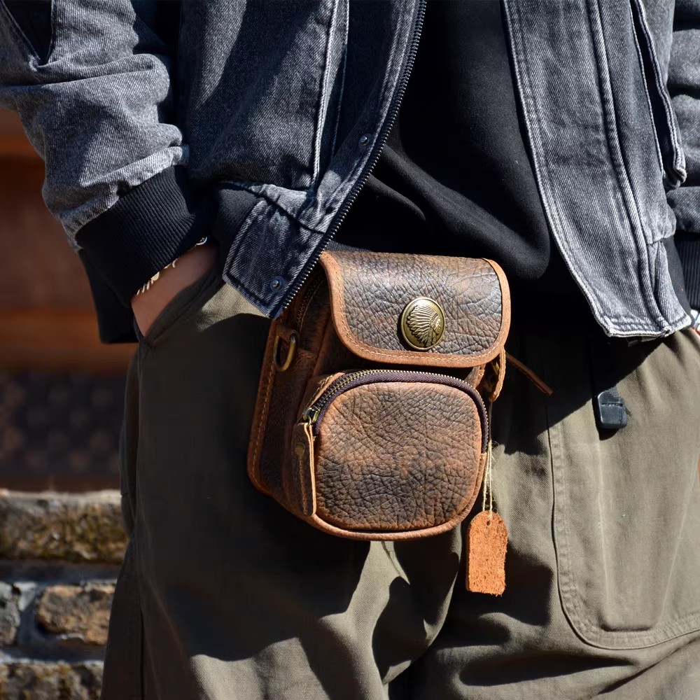 香港狄記皮具 狄記 原創真皮手工 ins郵差包 ins風格包包 頭層牛皮包包 皮革 原創手工真皮 皮件 香港狄記手工製作 - 原創機能斜背小包396號