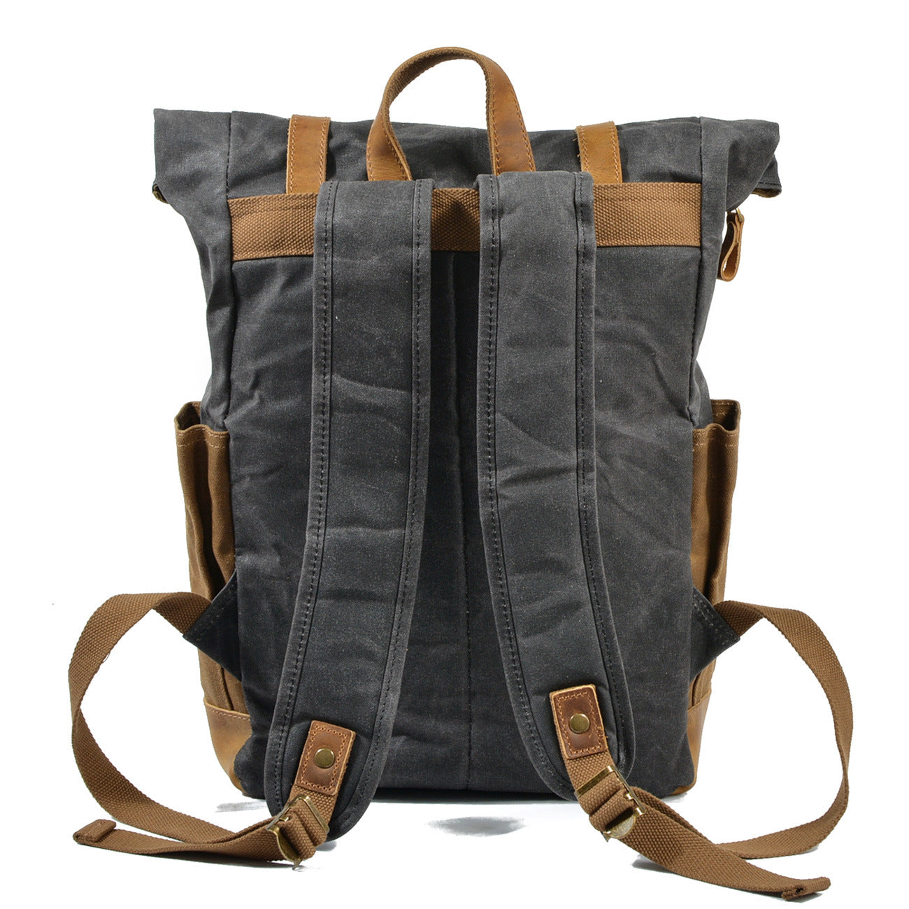 Leather-Canvas Outdoor Travel Backpack # 9108