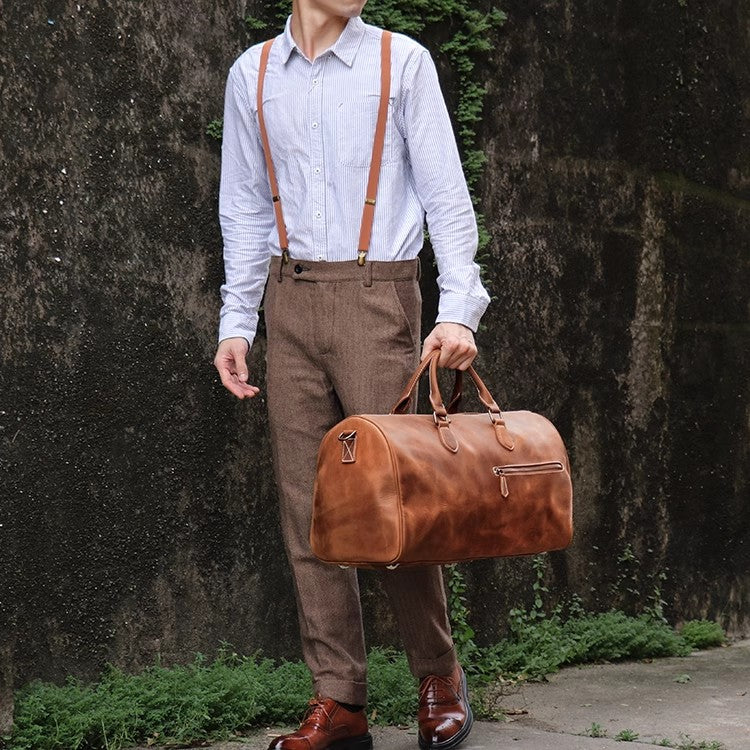 香港狄記手工製作-真皮斜背大包/旅行包30020號