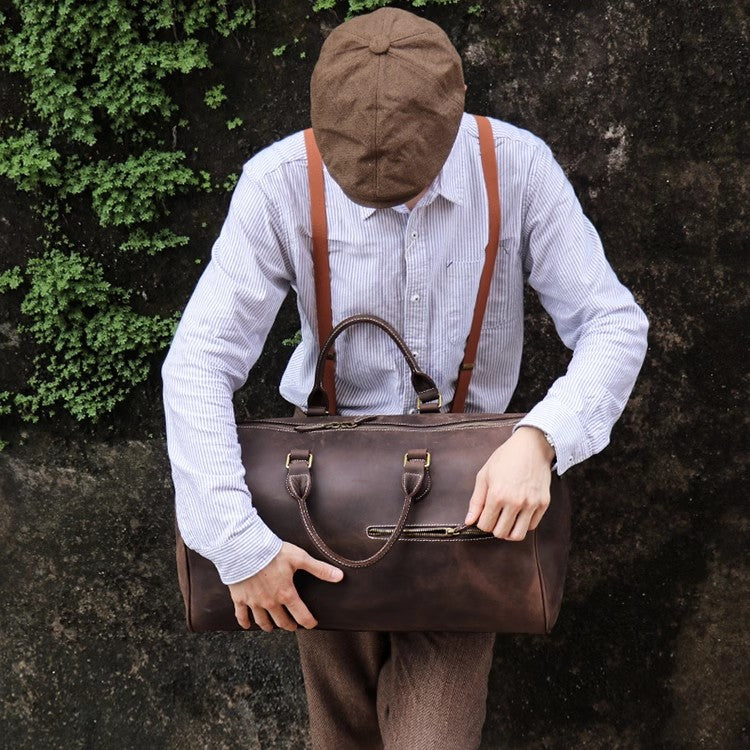 香港狄記手工製作-真皮斜背大包/旅行包30020號