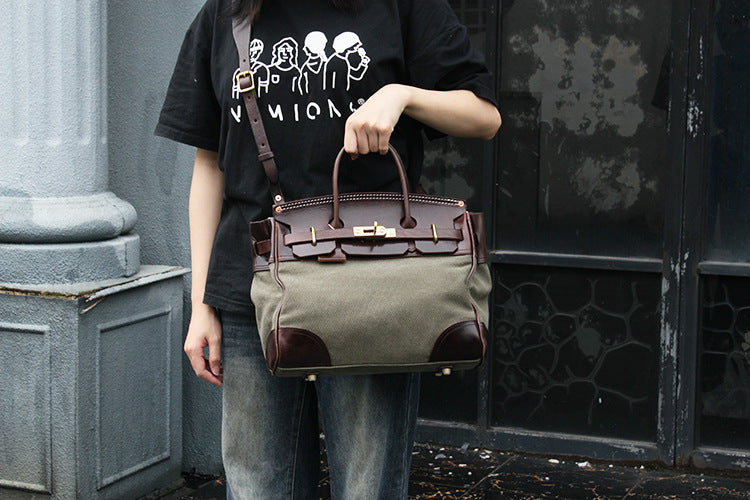 Vegetable Tanned Cowhide Faux Birkin 30 Bag #KM-76819