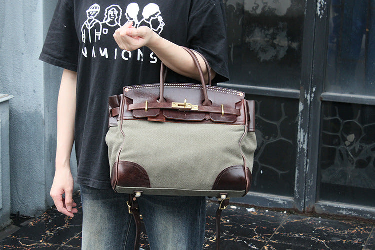 Vegetable Tanned Cowhide Faux Birkin 30 Bag #KM-76819