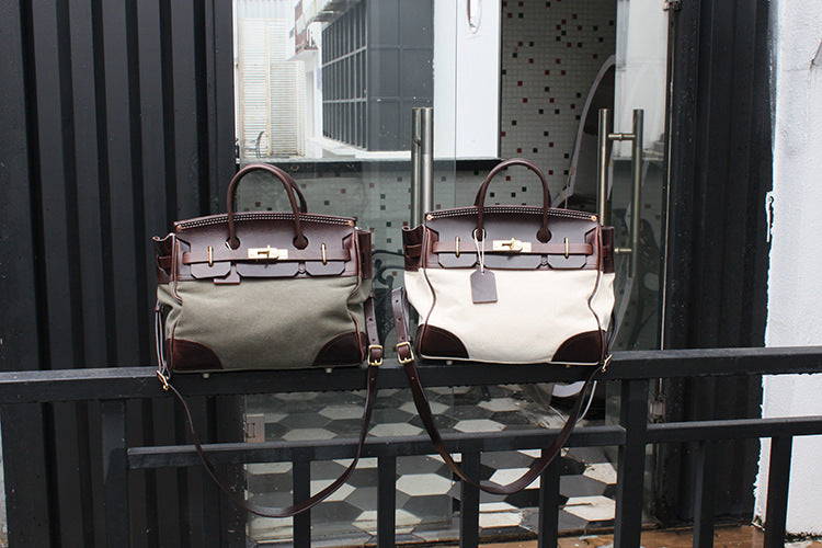 Vegetable Tanned Cowhide Faux Birkin 30 Bag #KM-76819