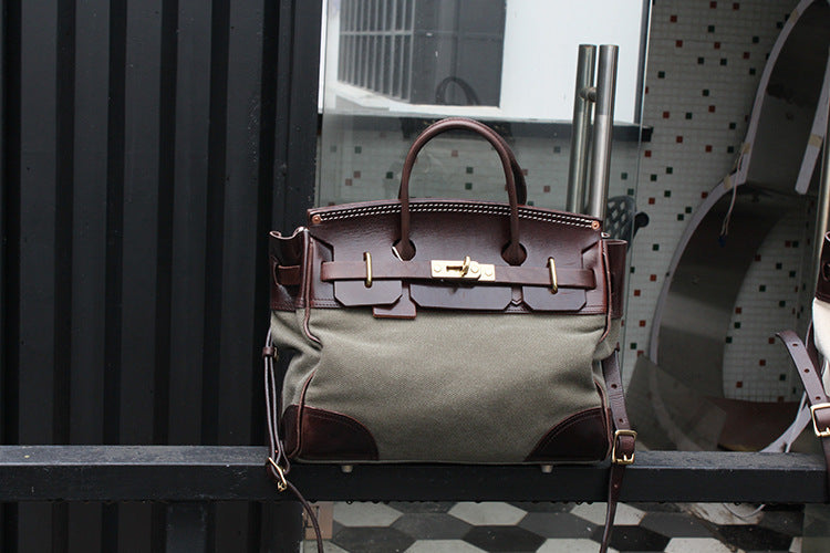 Vegetable Tanned Cowhide Faux Birkin 30 Bag #KM-76819