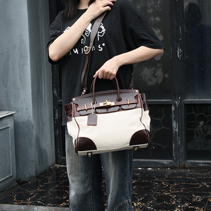Vegetable Tanned Cowhide Faux Birkin 30 Bag #KM-76819