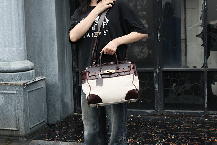 Vegetable Tanned Cowhide Faux Birkin 30 Bag #KM-76819