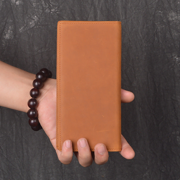 香港狄記手工製作 - 瘋馬皮西裝二折錢包L196_1號