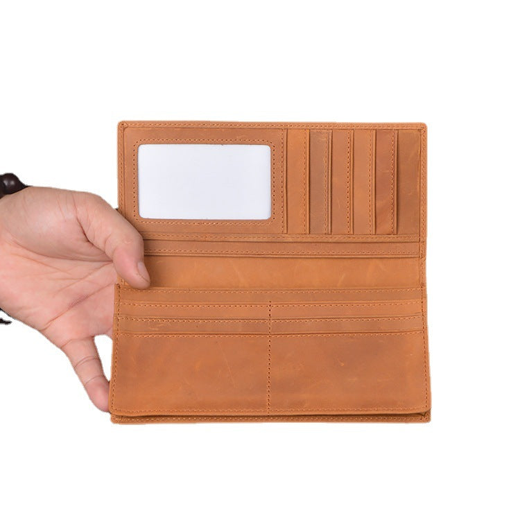 香港狄記手工製作 - 瘋馬皮西裝二折錢包L196_1號